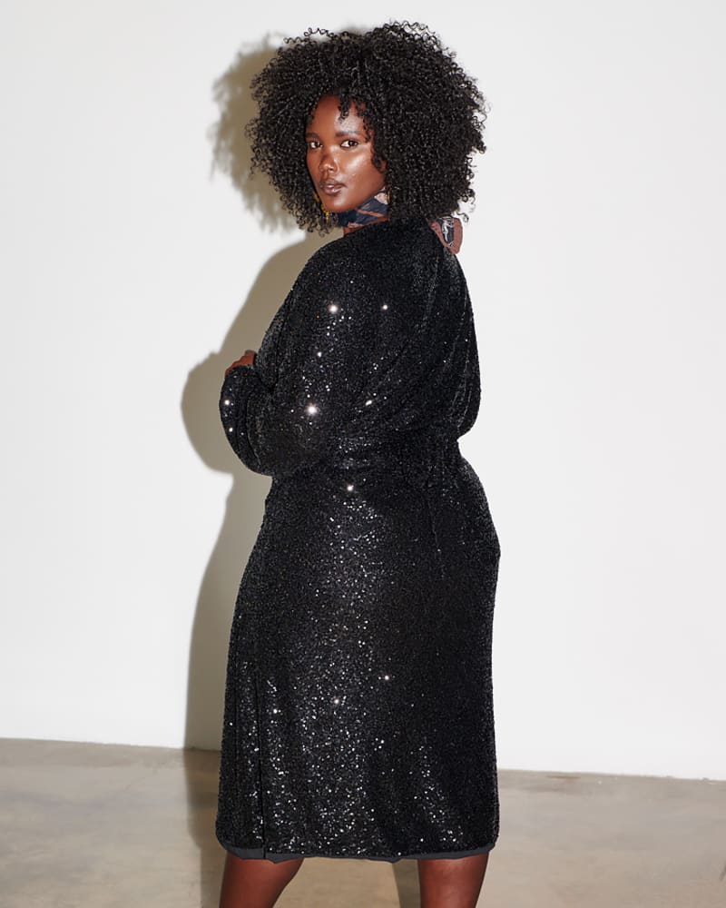 Black Sequin Vienna Wrap dress Black
